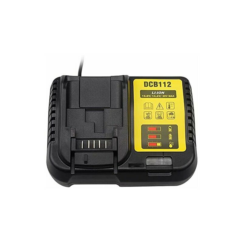 BSR - tonchean Chargeur pour électroportatif,Remplacer Dewei dewal 10.8V 20V DCB112 charge rapide 3A DCB115 chargeur de batterie au lithium à charge
