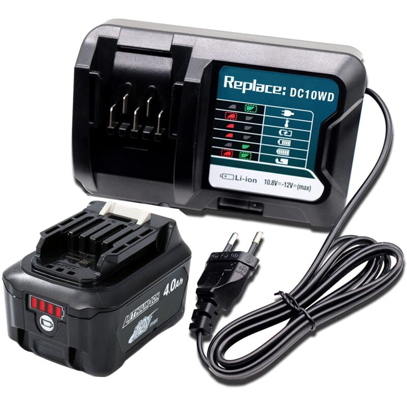 Powerwings - Remplacer makita batterie bl1041b avec Chargeur DC10WD compatible avec Makita BL1015 BL1016 BL1020B BL1021B BL1040B 10.8V & 12V Max.