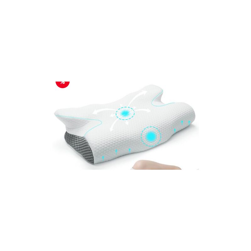Remplissage : mousse à mémoire de forme, dormeurs sur le dos, dormeurs sur le côté, dormeurs sur le ventre, maintien de la courbe naturelle du cou,