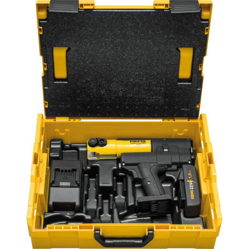 Mini-Press acc 22 v Sertisseuse sans fil avec marche forcée + Coffret L-Boxx + 1x Batterie 2,5 Ah + Chargeur ( 578014 R220 ) - Rems