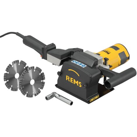 Rems – Scie à rainurer électrique 1850W – Profondeur de rainure 38 mm – Pour béton armé et maçonnerie – 2 disques UDT LS Turbo 125 mm