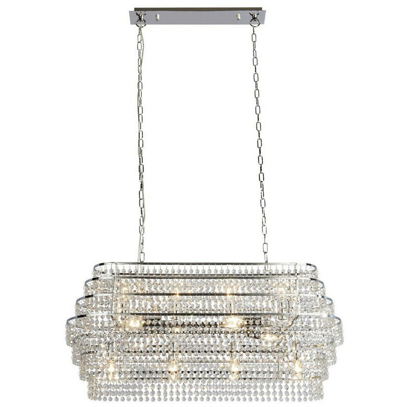 Searchlight - Rene 12 Light Pendant With Hanging Crystal - Chrome