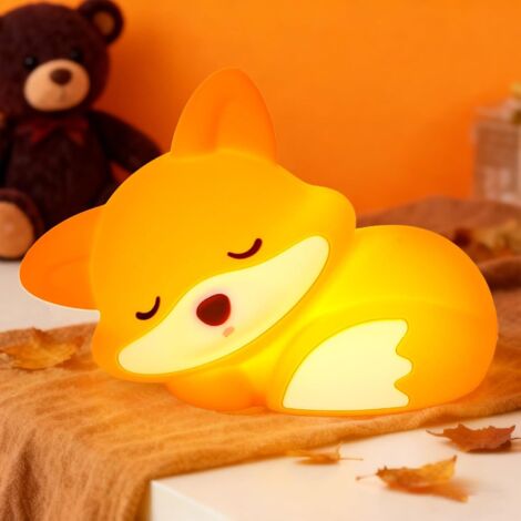 Renard Veilleuse, Lampe Renard Mignonne, Luminosité Réglable, Minuterie 20 Min, Idéale pour Chambre d'Enfant - Cadeau Unique et Jouet Adorable