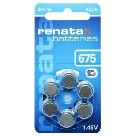 Renata  Hearing Aid PR44 Batteria a bottone ZA 675 Zinco-aria 660 mAh 1.4 V 6 pz.