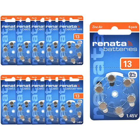 Renata / Swatch Group - Pack de 10 blisters de 6 piles 13A RENATA