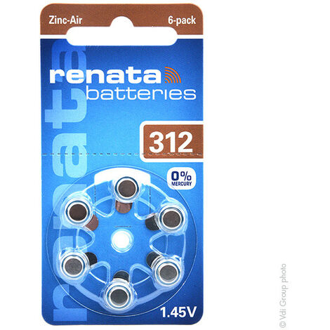 Renata / Swatch Group - Pile auditive 312A RENATA 0%Hg 1.45V 165mAh