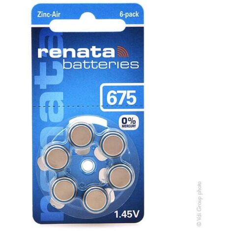 Renata / Swatch Group - Pile auditive 675A RENATA 0%Hg 1.45V 660mAh