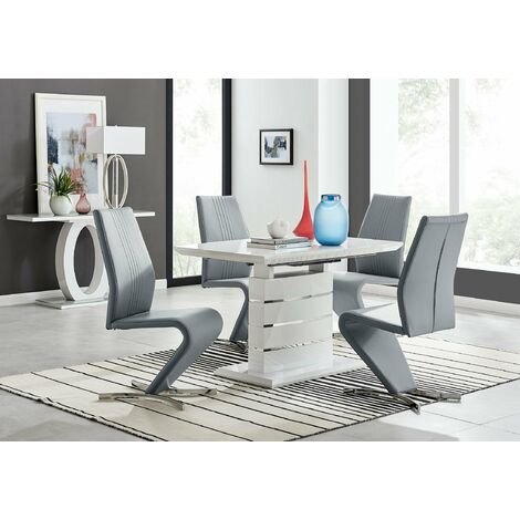 Renato 120cm High Gloss Extending Dining Table and 4 Willow Chairs