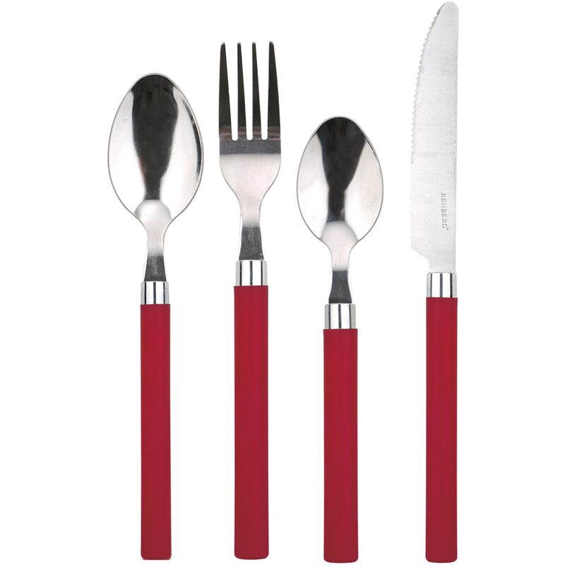 

Cuberteria De 24 Piezas Acero Inoxidable Modelo Happie - Rojo