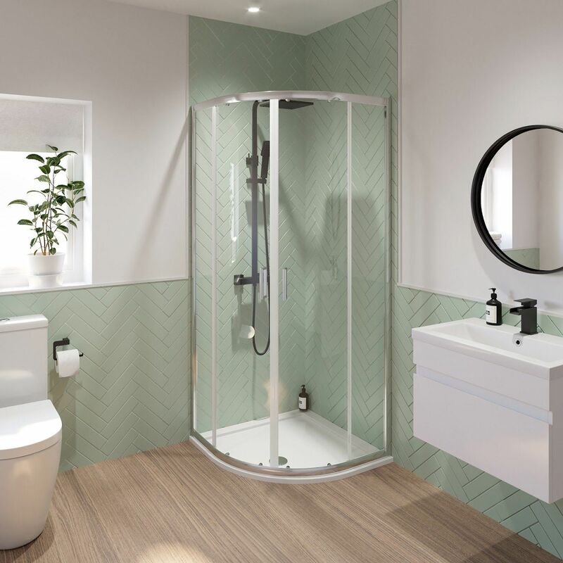Modern Bathroom Quadrant Shower Enclosure 800mm 6mm Glass Framed Reversible - Clear