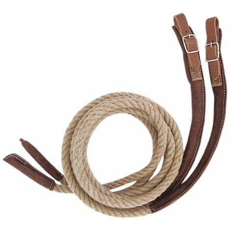 Rênes en corde Maremma avec rembourrage en cuir, fermoirs avec boucle Lakota