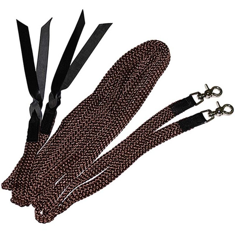 Taglia unica, Marron clair: Rênes en coton western avec mousquetons