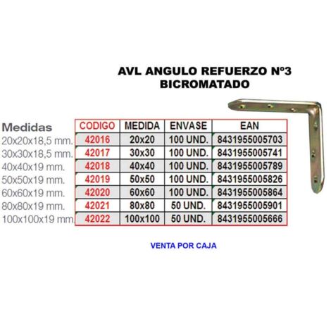 Renfort bichromaté AVL Angle 20x20