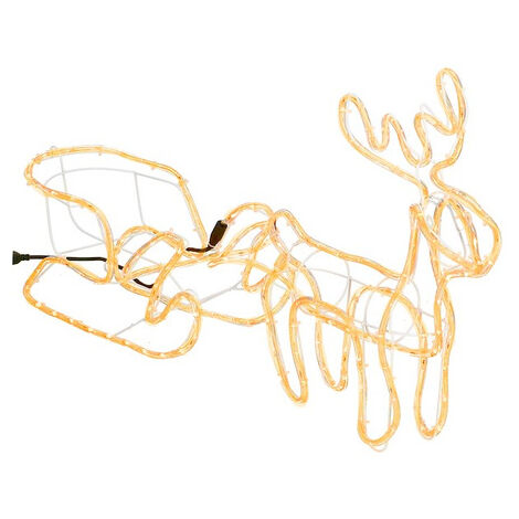 Renifer con i candelieri natalizi trainati da slitte da 130 cm, decorazione luminosa per il giardino, bianco caldo.