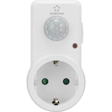 Renkforce 1588385 Spina intermedia Rilevatore di movimento ad infrarossi passivo PIR 120 ° Bianco IP20