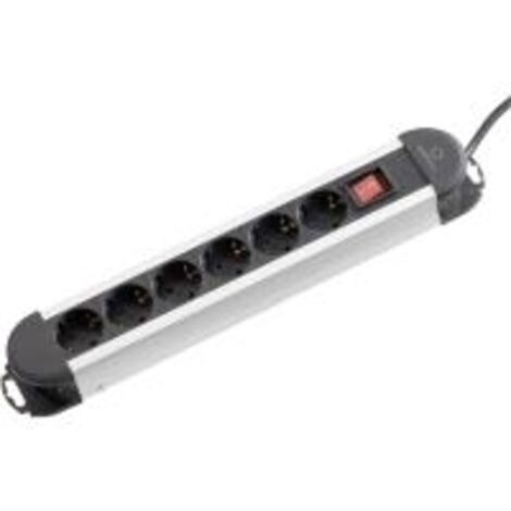 Renkforce 614A-CMB Multipresa con interruttore 6 scomparti Nero, Argento Schuko 1 pz.