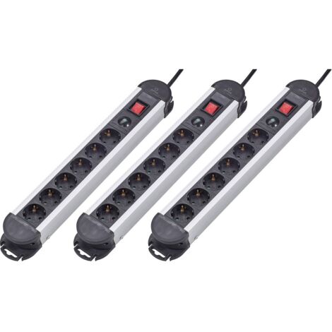 Renkforce 614A-CMB-SX3 Multipresa con protezione da sovratensioni 6 scomparti Nero Schuko 3 pz.