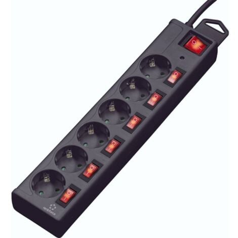 Renkforce 615B-CMB-S Multipresa con protezione da sovratensioni 6 scomparti Nero Schuko 1 pz.