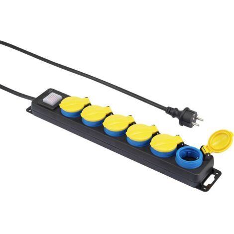 Renkforce 650D-CMB Multipresa con interruttore 6 scomparti Nero, Giallo, Blu Schuko 1 pz.