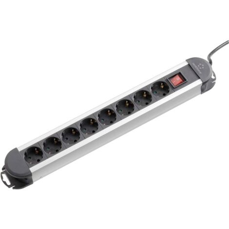Renkforce 815A-CMB Multipresa con interruttore 8 scomparti Nero, Argento Schuko 1 pz.