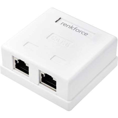 Renkforce Adaptateur réseau montage apparent (en saillie) CAT 6 2 ports blanc