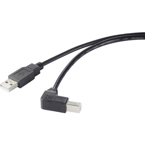 Renkforce Câble USB USB 2.0 USB-A mâle, USB-B mâle 0.50 m noir coudé à 90 ° vers le bas RF-4613068 Y783212