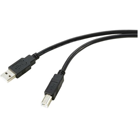 Renkforce Câble USB USB 2.0 USB-A mâle, USB-B mâle 20.00 m noir blindage par tresse RF-5720372 C879682