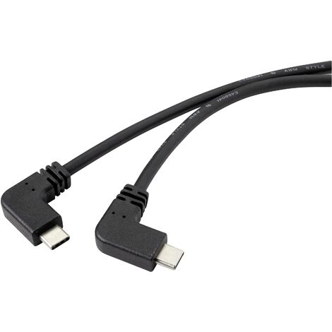 Renkforce Câble USB USB 3.2 Gen2 (USB 3.1 Gen2) USB-C® mâle, USB-C® mâle 1.20 m noir coudé à 90° vers la gauche RF-4633064 Y983252