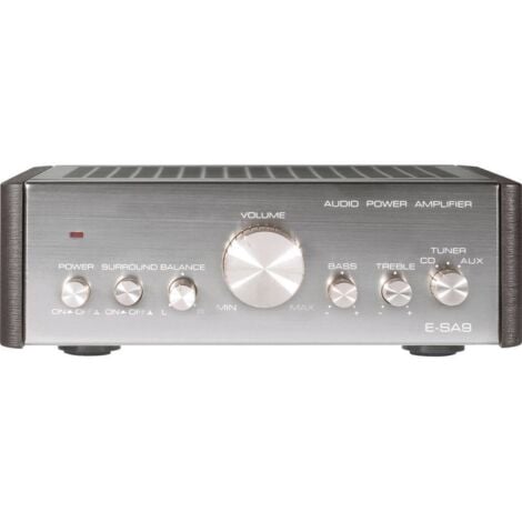 Renkforce E-SA9 Amplificatore Stereo 2 x 12 W Argento (Metallizzato), Marrone scuro