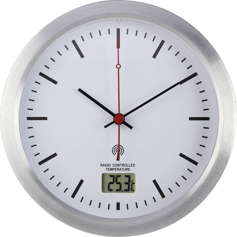 Renkforce - Horloge murale E1003R radiopiloté(e) 17 cm x 6 cm argent pour salle de bain / pièce humide
