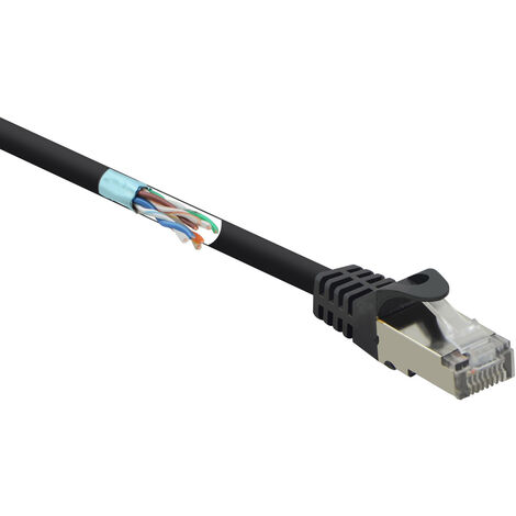 Renkforce RF-4732884 RJ45 Netzwerkkabel, Patchkabel CAT 5e F/UTP 5.00 m Schwarz mit Rastnasenschutz