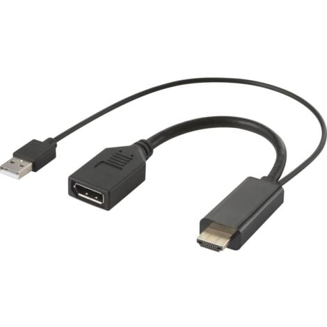 Renkforce RF-4777274 HDMI / DisplayPort Adaptateur [1x HDMI mâle, USB 2.0 type A mâle - 1x DisplayPort femelle] noir HD