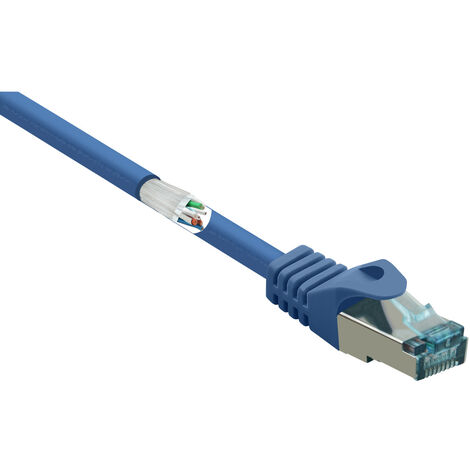 Renkforce RF-5047460 RJ45 Netzwerkkabel, Patchkabel CAT 6a S/FTP 5.00 m Blau mit Rastnasenschutz, Fl