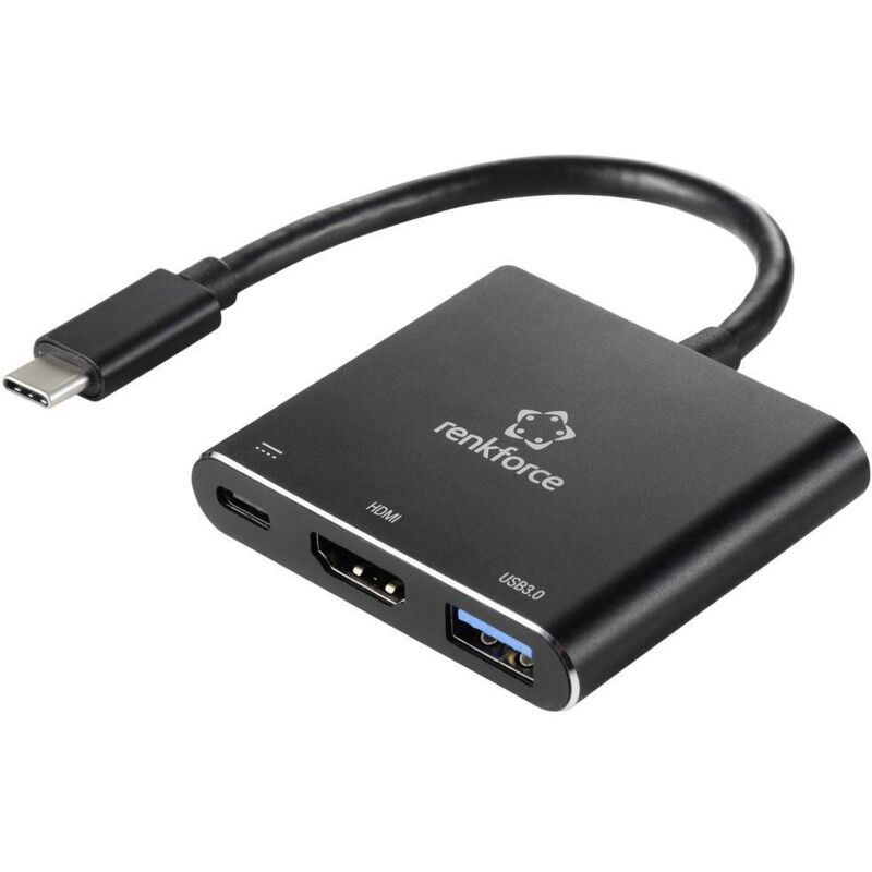 RF-5133676 usb-c® / hdmi Adaptateur [1x usb-c® mâle - 1x hdmi femelle, usb-c® femelle (Power Delivery), usb-a - Renkforce