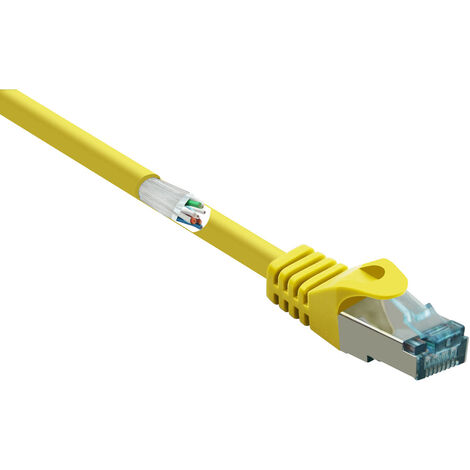 Renkforce RF-5224650 RJ45 Netzwerkkabel, Patchkabel CAT 6a S/FTP 1.00 m Gelb mit Rastnasenschutz, Fl