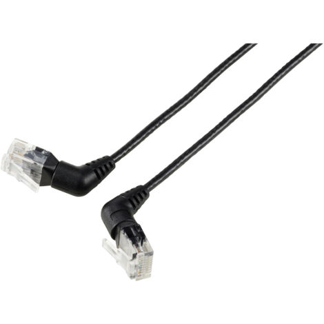 Renkforce RF-6071542 RJ45 Netzwerkkabel, Patchkabel CAT 6 U/UTP 1.00 m Schwarz Steckkontakte 360° dr
