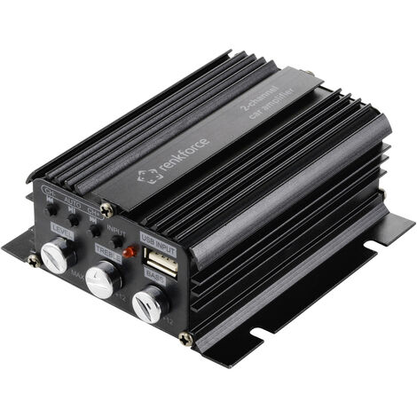 Renkforce RF-CMP-202 2-Kanal Endstufe 100 W Bluetooth®-/USB-Audiowiedergabe, Lautstärke-/Bass-/Höhen