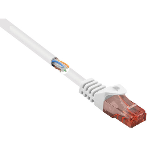 Renkforce RJ45 Netzwerkkabel, Patchkabel CAT 6 U/UTP 0.50 m Weiß mit Rastnasenschutz, Halogenfrei 1