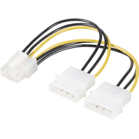 Renkforce Strom Y-Kabel [2x IDE-Strom-Stecker 4pol. - 1x PCIe-Stecker 8pol.] 0.15 m Gelb, Schwarz