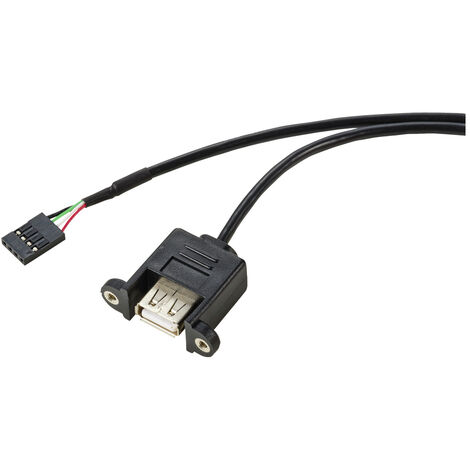 Renkforce USB-Kabel  USB 2.0 Pfostenstecker 4pol., USB-A Buchse 0.60 m Schwarz schraubbar RF-5719748