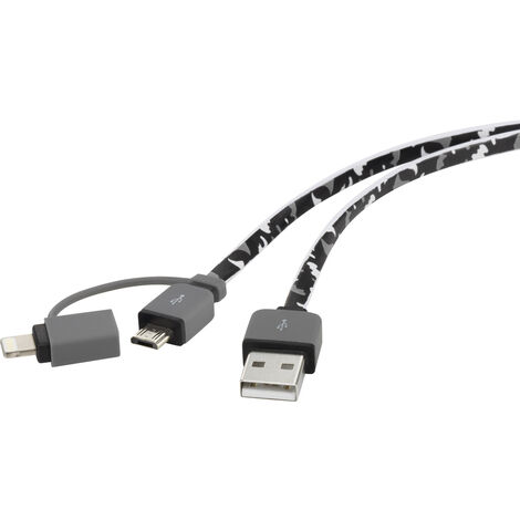 Renkforce USB-Kabel  USB 2.0 USB-A Stecker, USB-Micro-B Stecker, Apple Lightning Stecker 0.20 m Camo