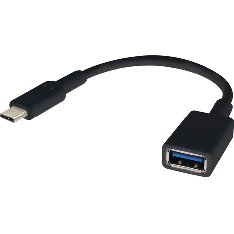 Renkforce USB-Kabel  USB 3.2 Gen1 USB-C® Stecker, USB-A Buchse 0.15 m Schwarz mit OTG-Funktion, verg