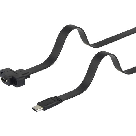 Renkforce USB-Kabel  USB 3.2 Gen1 USB-C® Stecker, USB-C® Buchse 0.50 m Schwarz schraubbar, hochflexi