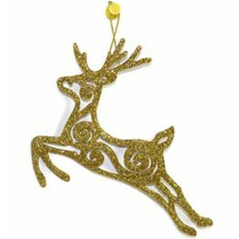 Renna addobbi per Albero di Natale Decorazioni natalizi rosso bianco oro argento glitterate set10 ornamento casa negozio vetrine - colorigenerali: ROSSO