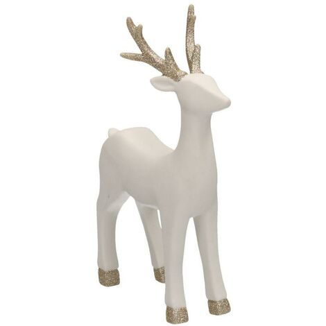 Renna ceramica bianco oro cm15x6h23