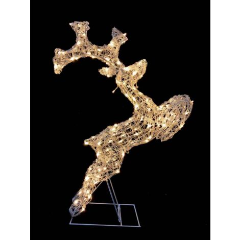 Renna che salta luminosa in filo di cristallo per uso interno ed esterno h80 cm -Luce fredda