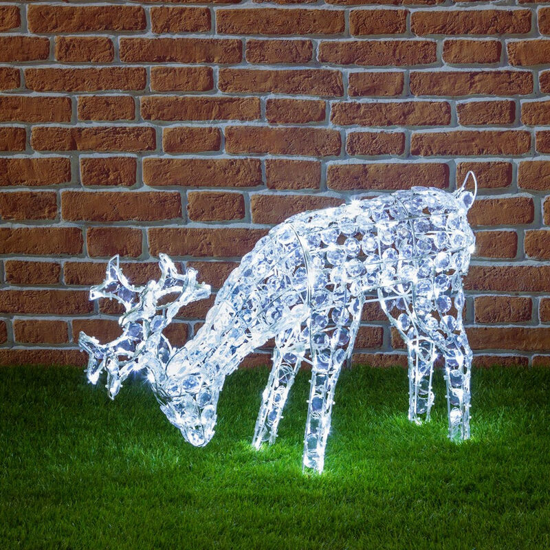 Image of Renna natale che bruca luminosa da esterno luce fredda 200 led decorazioni natalizia