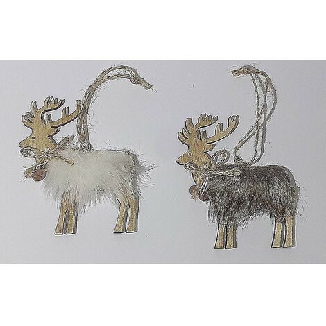 Renna da addobbi natalizi per albero di Natale per decorazioni casa in legno15x12 cm