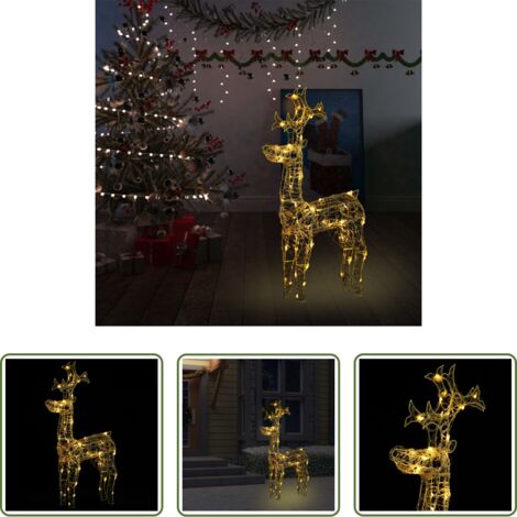 Renna decorativa -  Renne e Slitta Decorazione Natale 90 LED 60x16x100 cm Acrilico