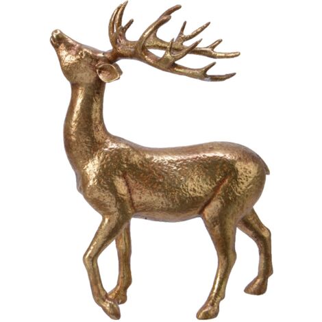 Renna in piedi , in resina colore oro  decorazioni natalizie, da 41.30 cm